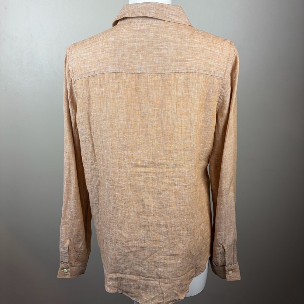 Lilly Pulitzer M Classic preppy Tan Linen button down shirt summer vacation - Picture 5 of 9